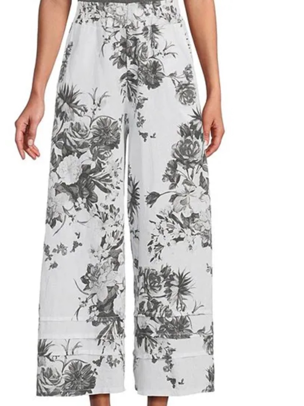 Picadilly Sleeveless Vest with matching White & Gray Printed Wide-Leg pants. - Picture 2 of 14
